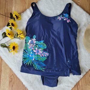 🎉HP🎉 BLAIR NAVY with FLORAL ACCENT ONE PIECE SWIMSUIT SWIM DRESS
